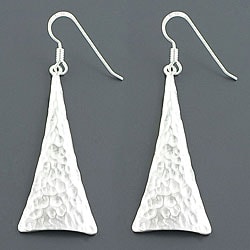 Sterling Silver Hammered Isosceles Earrings (Italy)