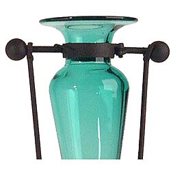 Aqua Amphora Vase with Stand