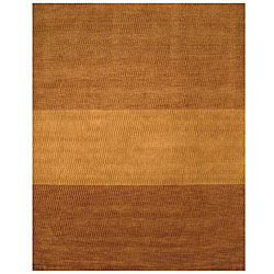 Loom-knotted Yukon Light Brown Wool Rug (10' x 14')
