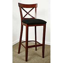 Dark Mahogany X-back Microfiber Seat Barstool
