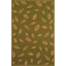 Patio Leaves Transitional Green Rug (4'9 x 7'4)