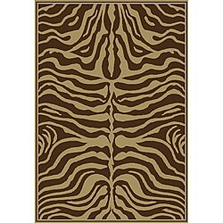 Alexa Omega Collection Zebra Animal Brown Rug (5'3 x 7'2)