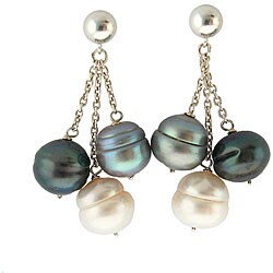 DaVonna Sterling Silver Freshwater Pearl Earrings (10-11 mm)