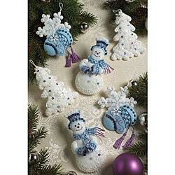 'Snowflake Snowman' Ornaments Felt Applique Kit