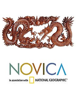 'Battle of the Dragons' Wood Relief Panel (Indonesia)