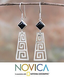 Sterling Silver 'New Era' Onyx Earrings (Indonesia)