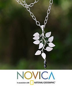 Sterling Silver and Pearl 'Black Forest' Necklace (Indonesia)
