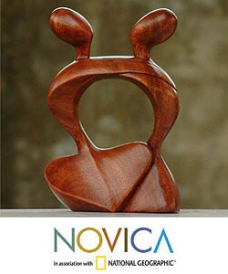 Wood 'Never Let Go II' Sculpture (Indonesia)
