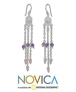 Pearl and Amethyst 'Chandelier' Earrings (Thailand)