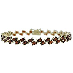 Glitzy Rocks 18k Gold over Silver 2-row Garnet Bracelet