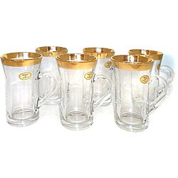 Gold-trimmed Italian Tea/ Cappuccino Mugs (Set of 6)