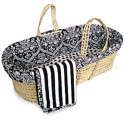 Tadpoles Black and White Damask Moses Basket Set