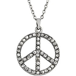 Zinc Alloy Rhinestone Peace Sign Necklace