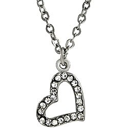 Iced Out Zinc Alloy Rhinestone Double Heart and Chain Necklace