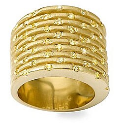 14k Goldplated Yellow Cubic Zirconia Wide Ring