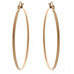 14k Yellow Gold Plain Round Hoop Earrings