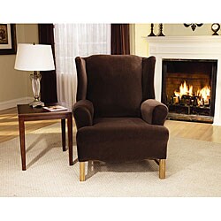 Sure Fit Knit Stretch Velvet Wing Chair Cover
