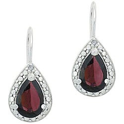 Glitzy Rocks Sterling Silver Garnet and Diamond Accent Earrings