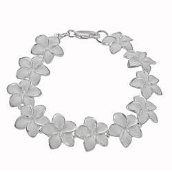Sterling Silver Plumeria Flower Bracelet