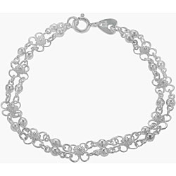 Sterling Silver Flower with Beads Bracelet