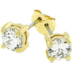 14k Yellow Goldplated Silver CZ Stud Earrings