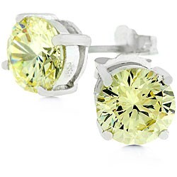 14k White Gold over Sterling Silver CZ Earrings