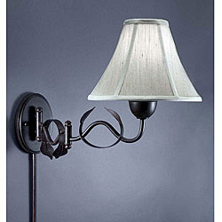 Swing-arm Plug-in Bronze Lamp with Oatmeal Shade