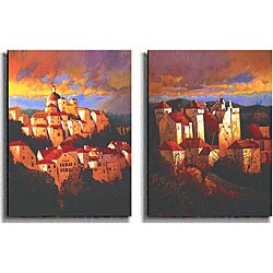 Hayslette 'Le Village Anciens' Canvas Art (Set of 2)
