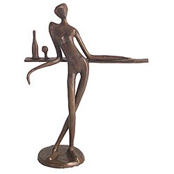 Cast Bronze Lady on a Bar Statuette