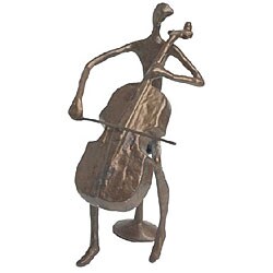 Cast Bronze Cello Player Statuette