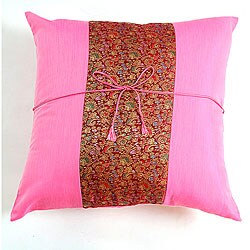 Decorative Silky Pink Floral Cushion Cover.