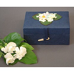 All Natural Floral Blue Mini-chest Urn