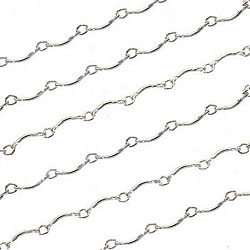 Sterling Silver Curved 7.5-mm Scalloped Bar Chain
