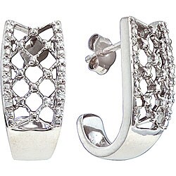 Sterling Silver 1/10ct TDW Diamond J-hoop Earrings