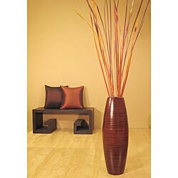 Autumn Palms in Bamboo Cylinder Floor Vase