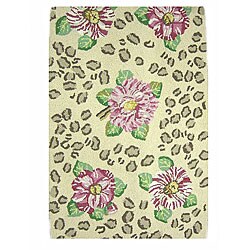 Hand-hooked Camellia Jungle Area Rug (2'3 x 9'6)