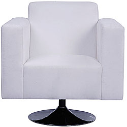 Ari Modern Pedestal Arm Chair White Microfiber