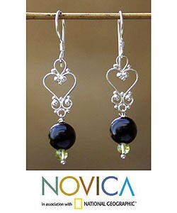 Onyx and Peridot 'Dearest Heart' Earrings (Indonesia)