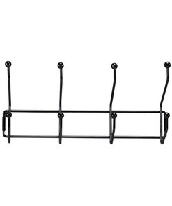 Wall Mounted Black 4 Hook Coat Rack (Each)