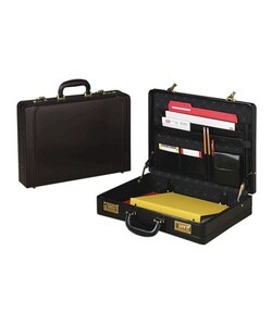 Black Expanding Leather Attache Case