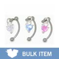 Dangling Heart 16-gauge Eyebrow Barbells (Case of 3)