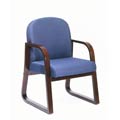 Boss Sled Base Mahogany Wood Reception Chair