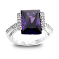 Kate Bisset Silvertone Emerald Cut Purple CZ Ring