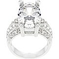 Silvertone Oval with Pave CZ Ring