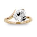 Gold Over Silver Heart Solitaire CZ Ring
