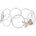 Two-tone Silvertone CZ Pave Heart Bracelet