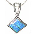 Sterling Silver Fancy Slider Created Opal Necklace