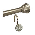 Finial Satin Finish Shower Rod and Hook Set