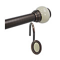 Finial Rubbed Bronze Shower Rod and Hook Set
