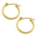 14k Yellow Gold Cute Round Hoop Earrings
